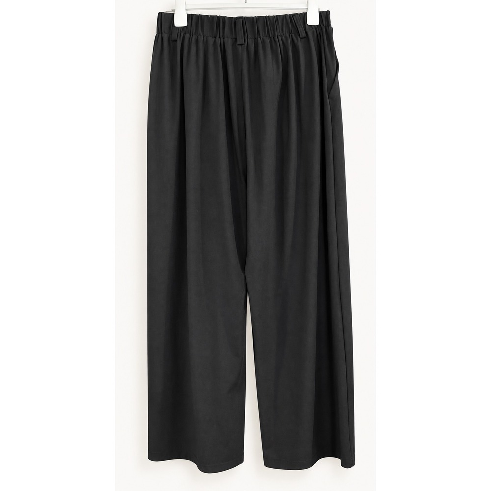 Halara Black Pleated Wide Leg Waffle Knit Trousers XL Regular High Waist New